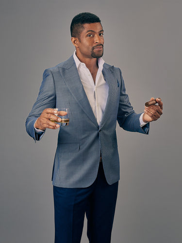 Chaqueta azul marino de pata de gallo SB1 