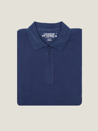 LS Navy Zipper Polo