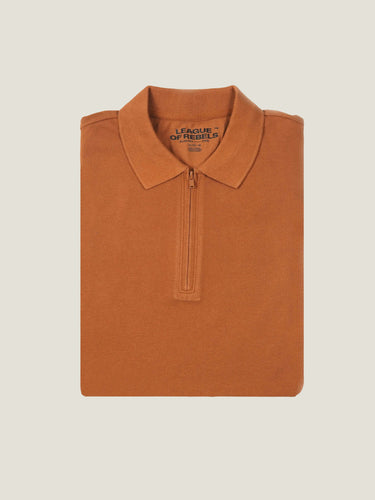 LS Rust Orange Zipper Polo
