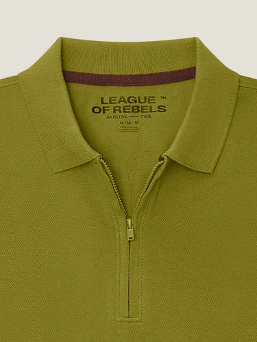 SS Zipper Pique Polo Oliv