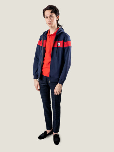 Roter Block-Hoodie